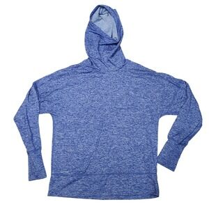 Saucony Women's Blue Heathered Athletic Hoodie Running Gear Thumbholes Size M